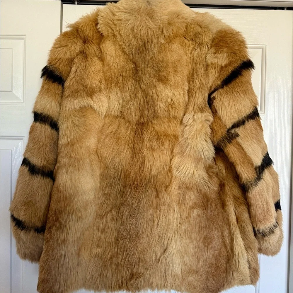 Luxurious and Rare Tan Zebra Fox Fur Coat 1960/70s